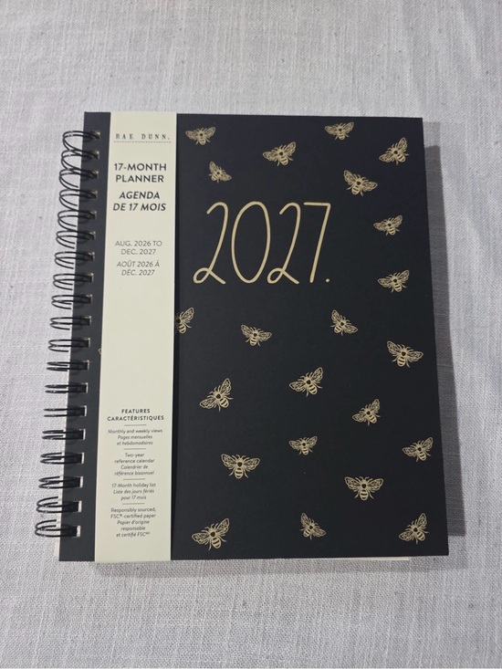Rae Dunn Other - Rae Dunn Black & Gold 2027 Bee Spiral Planner